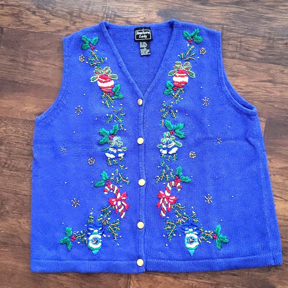 Vintage Christmas Sweater Vest Size Large